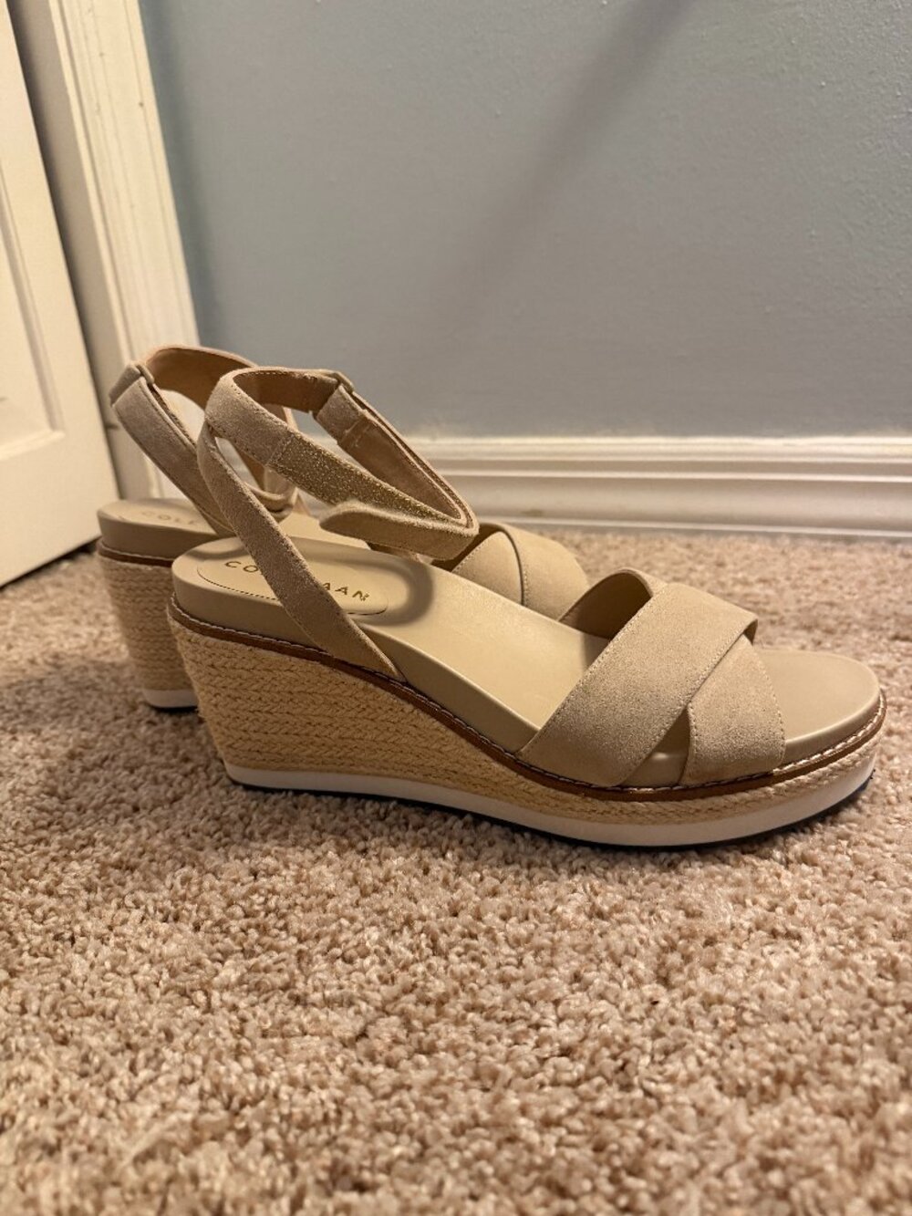 Cole Haan Women's Cloud Crisscross Espadrille Wedge Sandals  - Size 8 - Tan